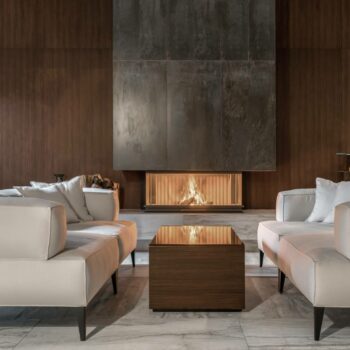 Modern room with specialist finish on fireplace