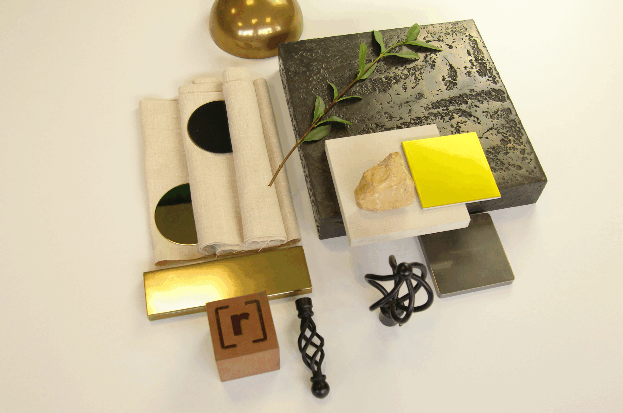 Mood board for liquid metal samples with other materials
